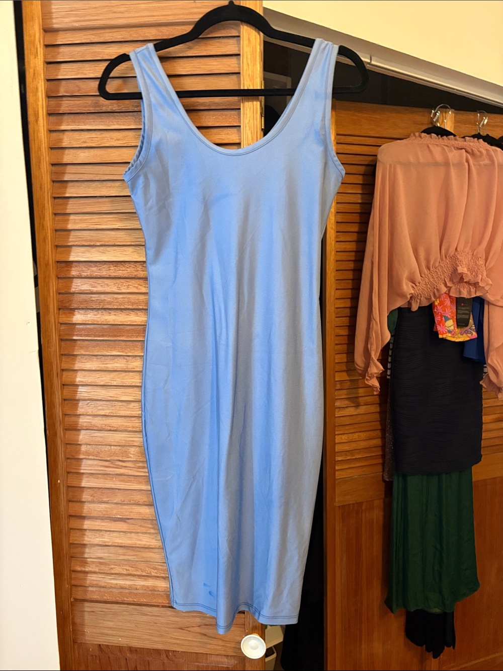 Sleeveless Light Blue Scoop Neck Bodycon Dress